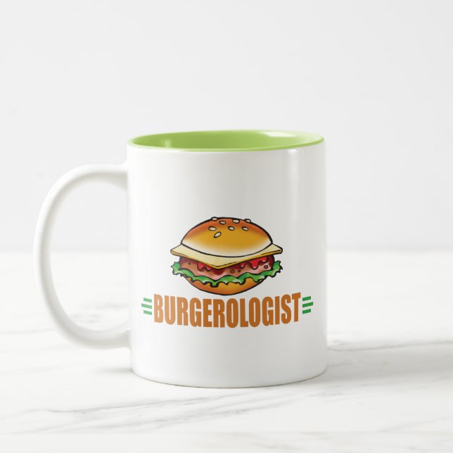 Caneca De Café Em Dois Tons Eu Adoro Hamburgers (Esquerda)