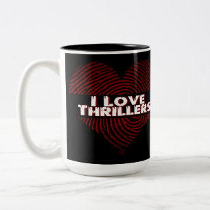 Caneca De Café Em Dois Tons Eu adoro os Thrillers Black