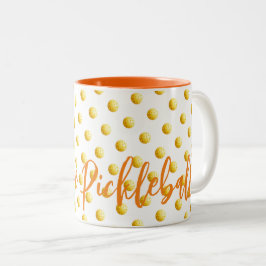 Caneca De Café Em Dois Tons Eu adoro PICKLEBALL Esporte Laranja Yellow Balls D