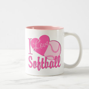 Caneca De Café Em Dois Tons Eu Adoro Pink Softball
