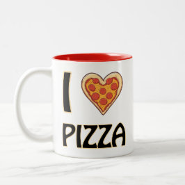 Caneca De Café Em Dois Tons Eu adoro Pizza - Presente de Comida Engraçado
