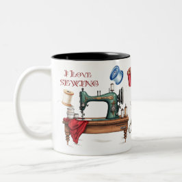 Caneca De Café Em Dois Tons Eu Adoro Sewing