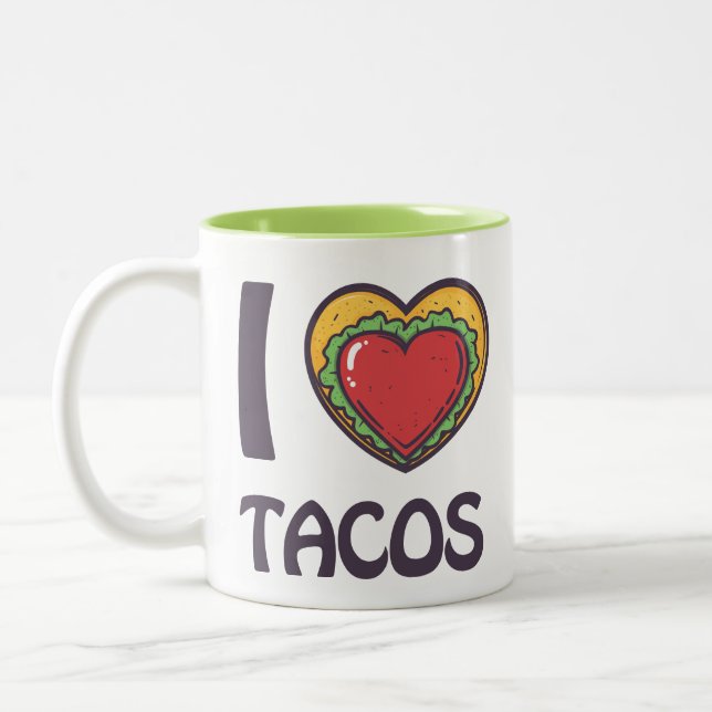 Caneca De Café Em Dois Tons Eu adoro Tacos (Esquerda)
