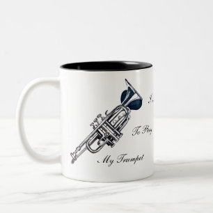 Caneca De Café Em Dois Tons Eu adoro Tocar Meu Trumpet