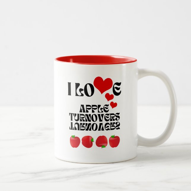 Caneca De Café Em Dois Tons Eu adoro tornovers de maçã (Direita)