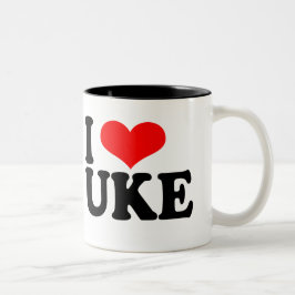 Caneca De Café Em Dois Tons Eu Adoro Ukulele Mug
