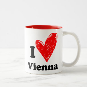 Caneca De Café Em Dois Tons Eu adoro Viena - Mug de Café de Dois Tonéis