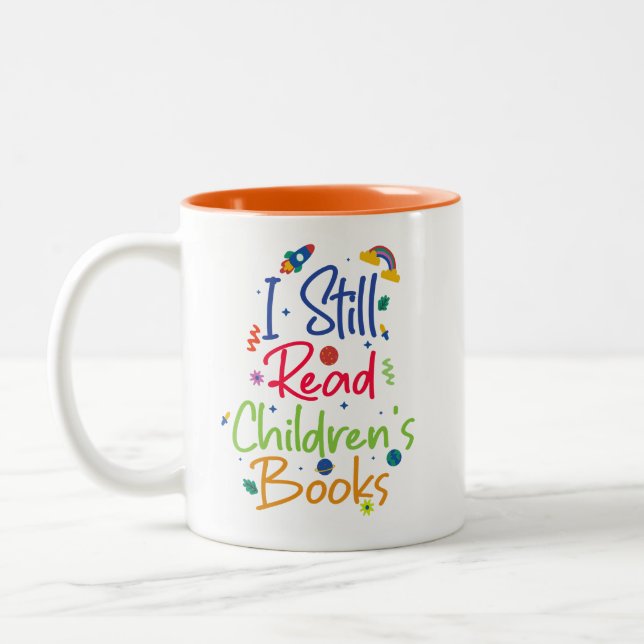Caneca De Café Em Dois Tons Eu Ainda Li Livros Para Crianças (Esquerda)