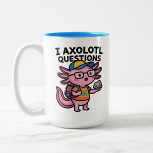 Caneca De Café Em Dois Tons Eu, aluno da Axolotl Questions, seguro uma rocha c
