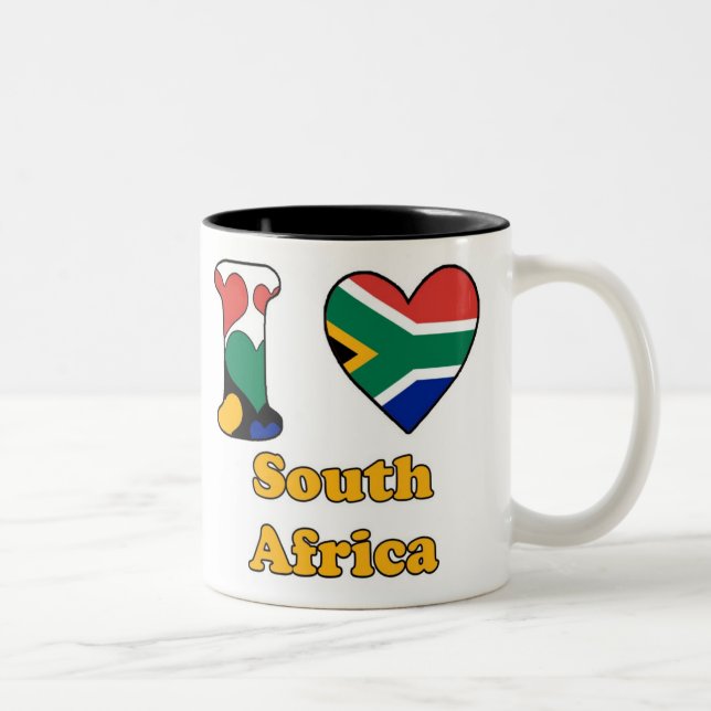 Caneca De Café Em Dois Tons Eu amo a África do Sul (Direita)