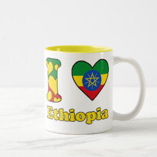Caneca De Café Em Dois Tons Eu amo a Etiópia