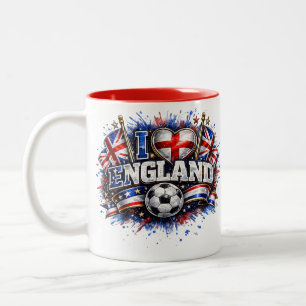 Caneca De Café Em Dois Tons EU AMO a Inglaterra Fã de Futebol 2026
