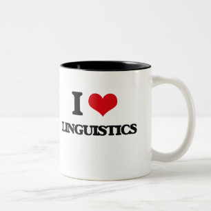 Caneca De Café Em Dois Tons Eu amo a linguística