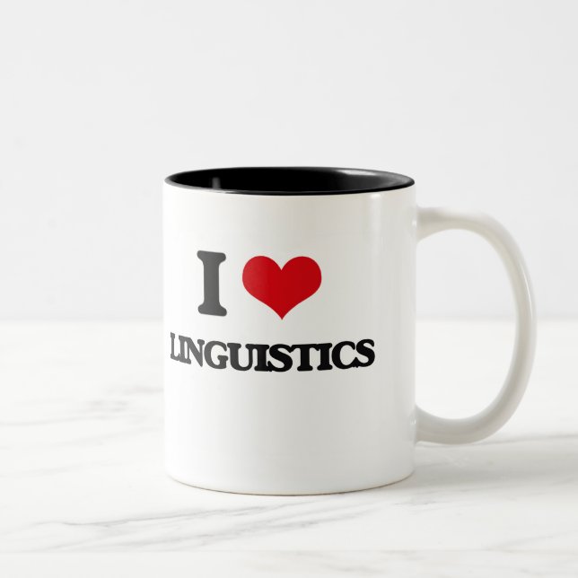 Caneca De Café Em Dois Tons Eu amo a linguística (Direita)