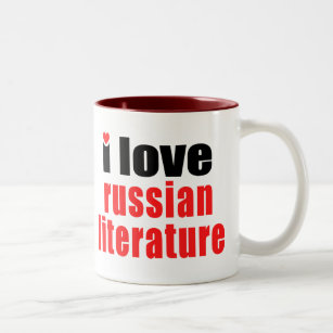 Caneca De Café Em Dois Tons Eu amo a literatura de russo