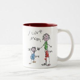 Caneca De Café Em Dois Tons eu amo a mãe