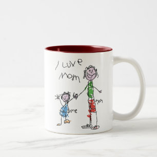 Caneca De Café Em Dois Tons eu amo a mamã