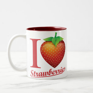 Caneca De Café Em Dois Tons Eu amo a morango