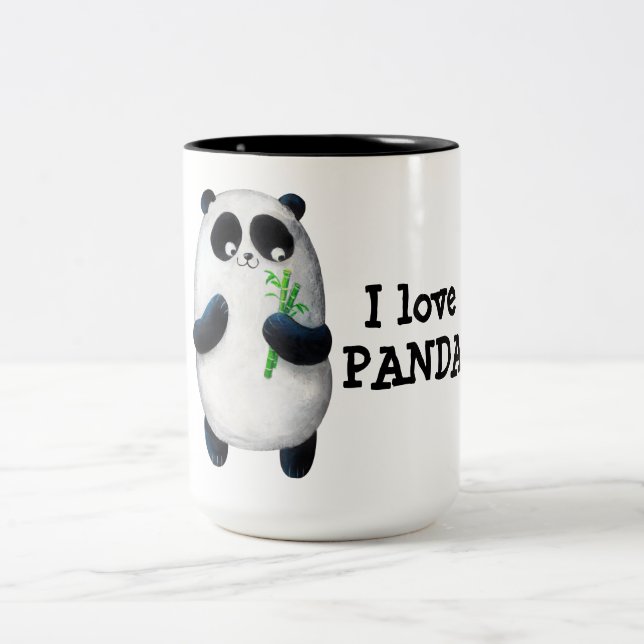 Caneca De Café Em Dois Tons Eu amo a panda (Centro)