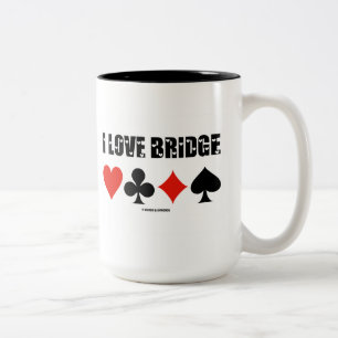 Caneca De Café Em Dois Tons Eu amo a ponte (quatro ternos do cartão)