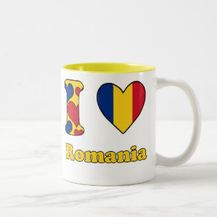 Caneca De Café Em Dois Tons Eu amo a Romênia