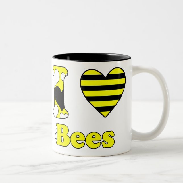 Caneca De Café Em Dois Tons Eu amo abelhas (Direita)