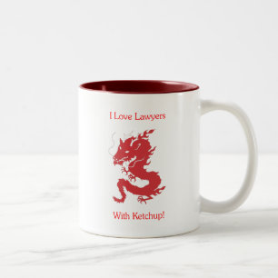 Caneca De Café Em Dois Tons Eu amo advogados - com ketchup!