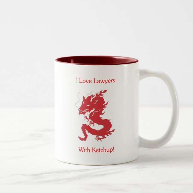 Caneca De Café Em Dois Tons Eu amo advogados - com ketchup! (Direita)
