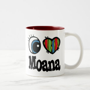 Caneca De Café Em Dois Tons Eu Amo (Amo) Moana