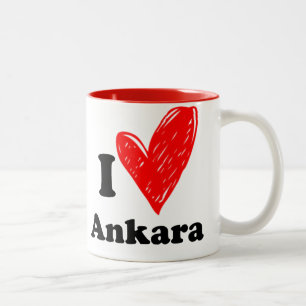 Caneca De Café Em Dois Tons Eu amo Ancara