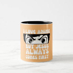 Caneca De Café Em Dois Tons Eu Amo Anime Mas Jesus Vem Primeiro Cristão