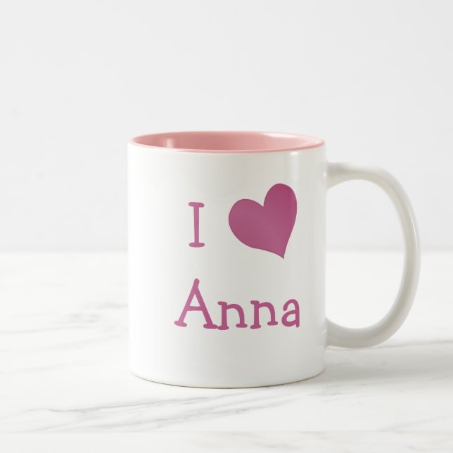 Caneca De Café Em Dois Tons Eu Amo Anna (Direita)