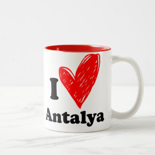 Caneca De Café Em Dois Tons Eu amo Antalya