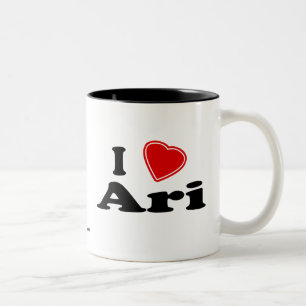 Caneca De Café Em Dois Tons Eu amo Ari
