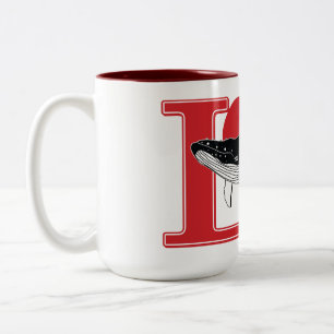 Caneca De Café Em Dois Tons Eu Amo Baleias