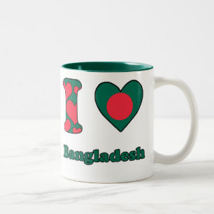 Caneca De Café Em Dois Tons Eu amo Bangladesh