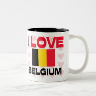 Caneca De Café Em Dois Tons Eu amo Bélgica