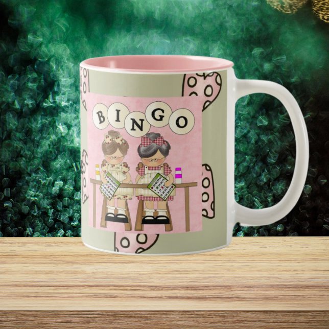 Caneca De Café Em Dois Tons Eu Amo Bingo (Criador carregado)