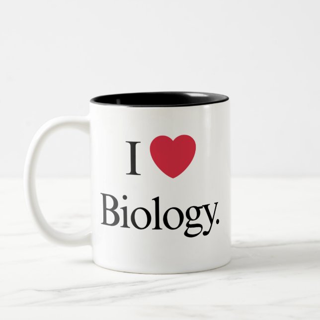 Caneca De Café Em Dois Tons Eu Amo Biologia (Esquerda)