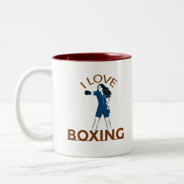 Caneca De Café Em Dois Tons Eu Amo Boxe 
