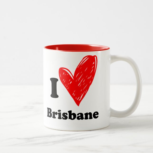 Caneca De Café Em Dois Tons Eu amo Brisbane (Direita)