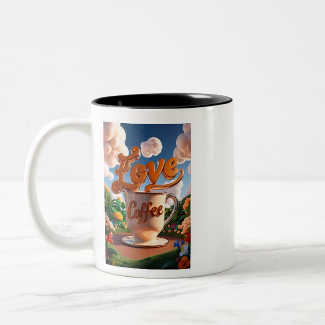 Caneca De Café Em Dois Tons eu amo café (Esquerda)