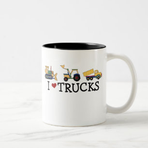 Caneca De Café Em Dois Tons Eu amo caminhões