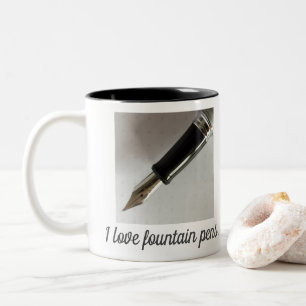Caneca De Café Em Dois Tons Eu Amo Canetas-Tinteiro