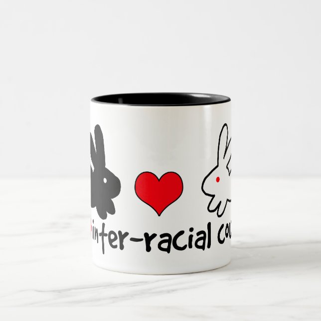 Caneca De Café Em Dois Tons Eu amo casais inter-raciais (Centro)