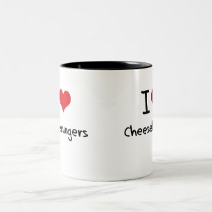 Caneca De Café Em Dois Tons Eu amo cheeseburgers