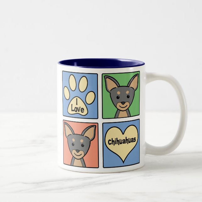 Caneca De Café Em Dois Tons Eu amo chihuahuas (Direita)