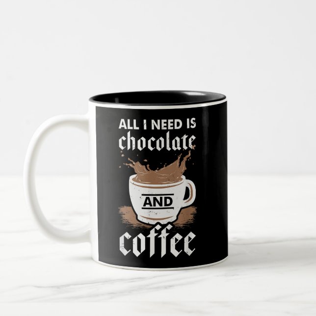 Caneca De Café Em Dois Tons Eu Amo Chocolate E Café (Esquerda)
