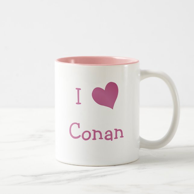 Caneca De Café Em Dois Tons Eu Amo Conan (Direita)