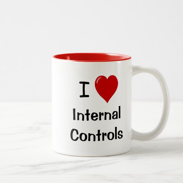 Caneca De Café Em Dois Tons Eu Amo Controles Internos do Office Mug (Direita)